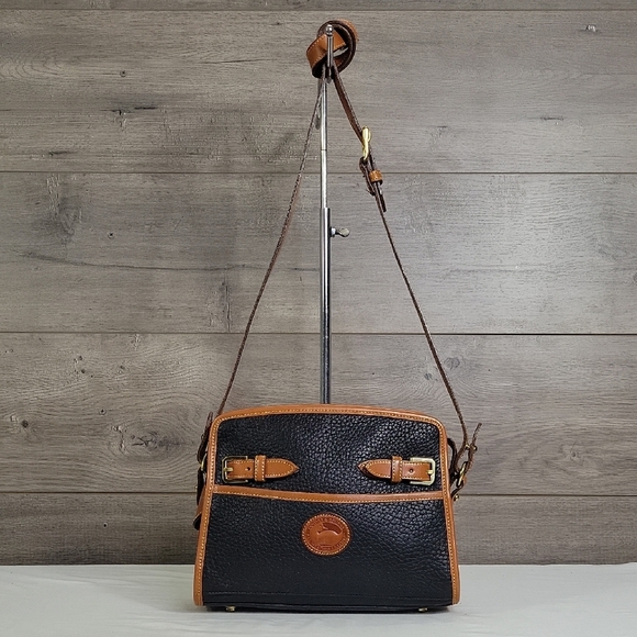 Dooney & Bourke Handbags - Vintage Dooney & Bourke Black and Brown Leather Crossbody Bag